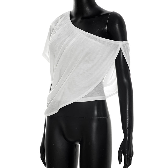 Strobe One Shoulder Solid Top - White