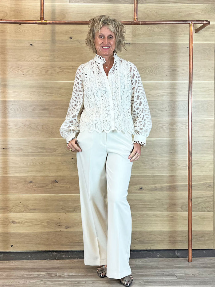 Summum Wide Leg Trousers Ivory