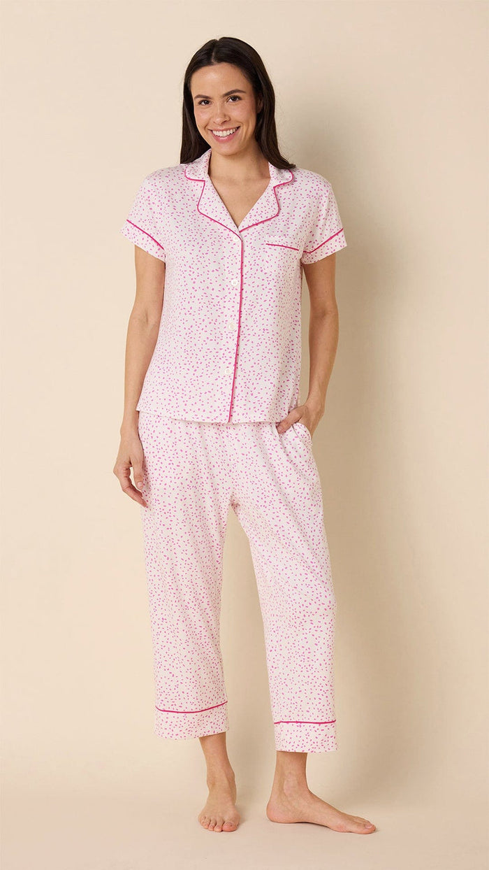 The Cat's Pajamas- Confetti Dot- Orchid Pima Knit Capri Set