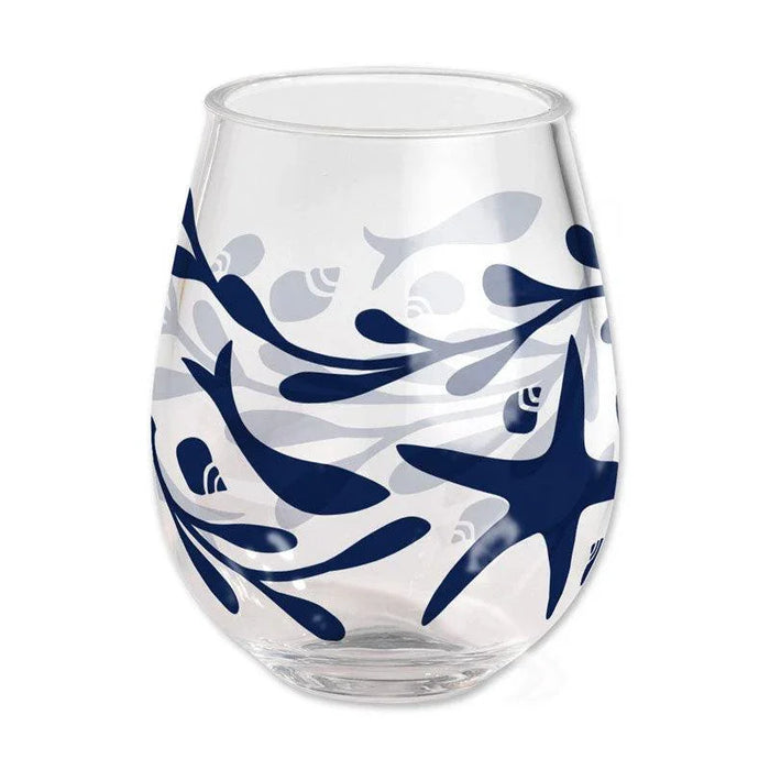 Tidepool 15 oz Stemless Wine Glass Merritt International Indigo Pool Patio BBQ