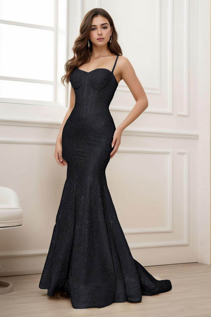 Trumpet-Mermaid Sweep-Brush Train Sequined Prom Dress CS0430 - COCOMELODY