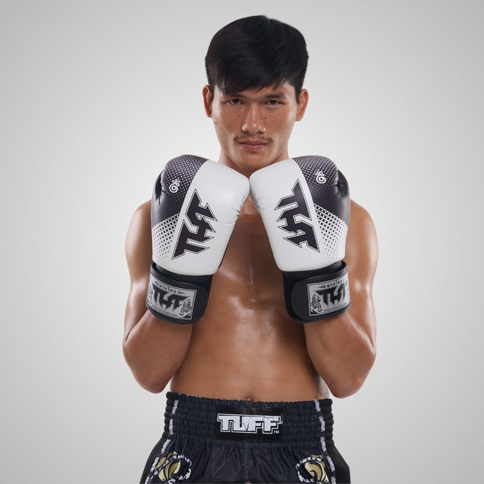 TUFF Muay Thai Boxing White Gloves