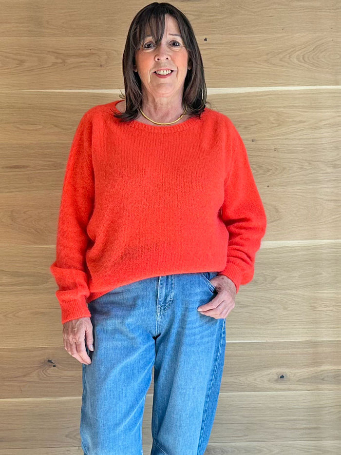 TWNS The Label Sanibel Long-Sleeved Boat Neck Sweater Fire