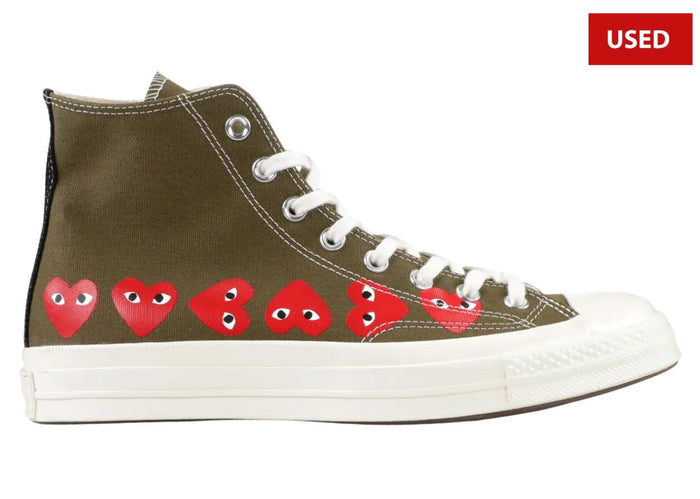 (USED) Converse Chuck Taylor All Star 70 Hi Comme des Garcons PLAY Multi-Heart Green - Sz 9
