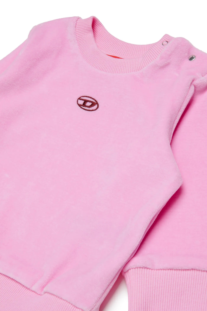 Velvet sweatshirt with Oval D embroidery