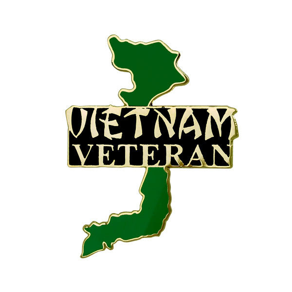 Vietnam Veteran with Green Country Map 1 1/4" Lapel Pin Pins