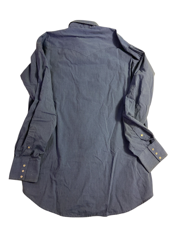 Vintage Flying R Ranchwear Shirt Size 17 1/2-38 *Blue/Black Striped - Deer Creek Mercantile