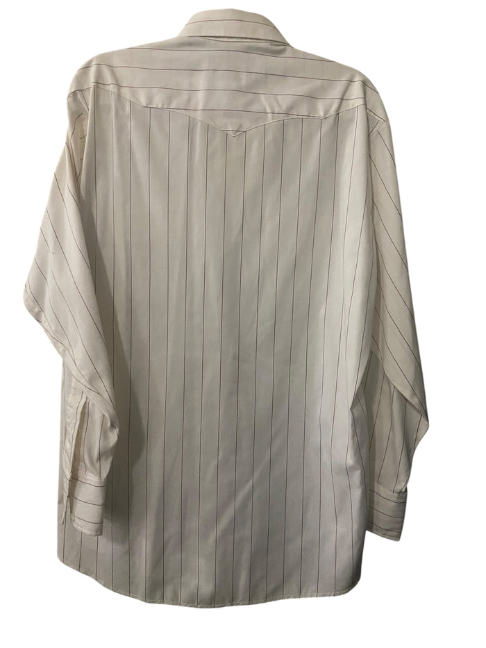 Vintage Panhandle Slim White W/Maroon Stripe *Size 16 1/2 x 34 *MADE IN USA - Deer Creek Mercantile