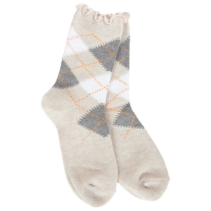 Weekend Argyle Ruffle Mini Crew