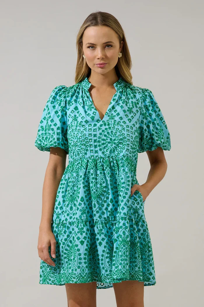Women's At Sea Jacey Babydoll Eyelet Mini Dress