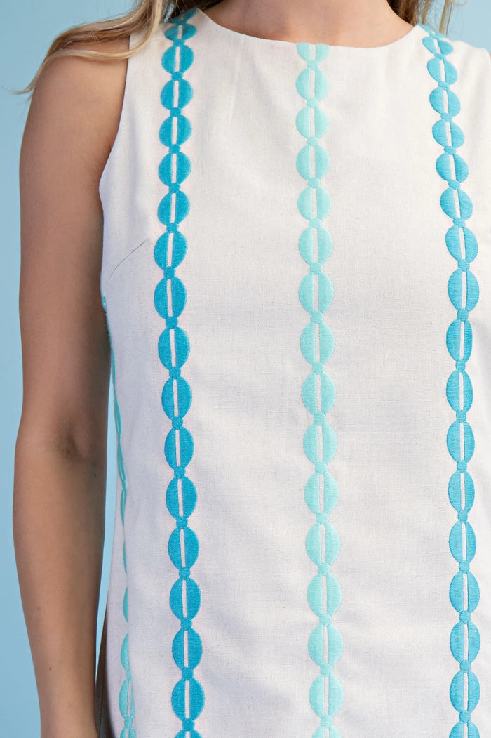 Women's Embroidered Linen Round Neck Dress