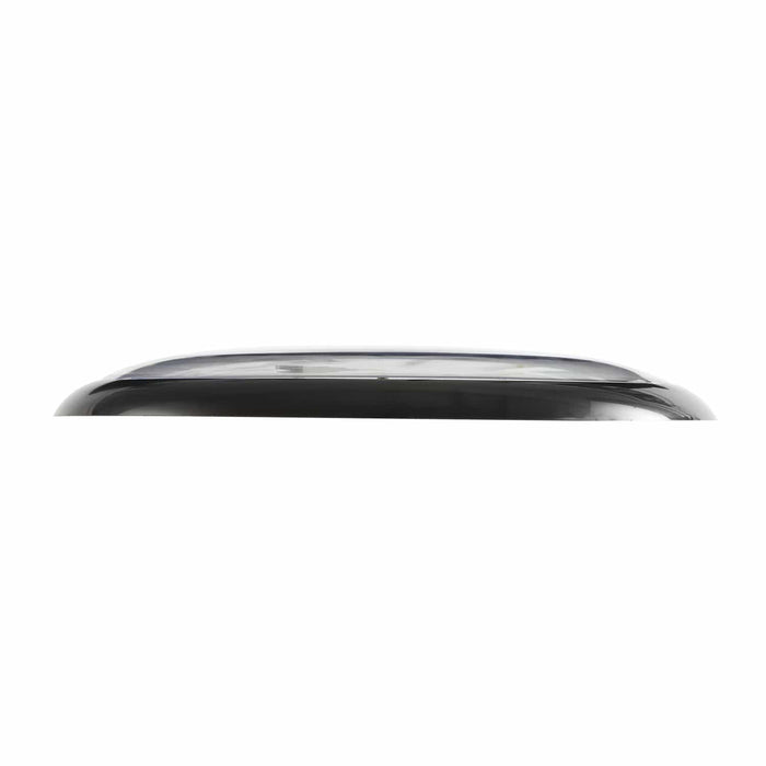 Side view of the glossy black rounded thermometer housing