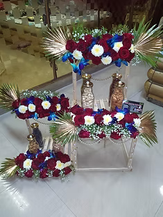 Solid wood 2-tier tray for trousseau and gift packing - side view
