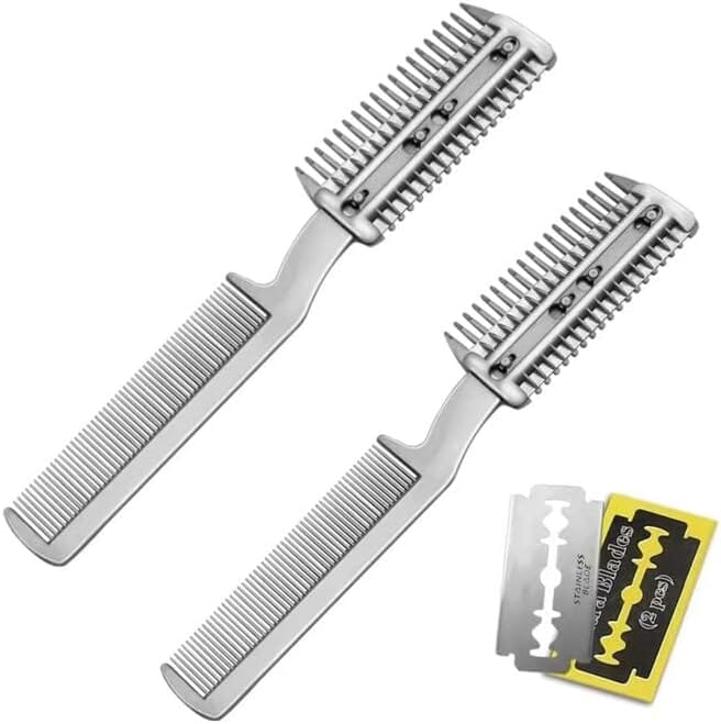 2Pcs Razor Comb for Dogs Cats with Extra Blades Double Sides Cat Care & Grooming Pet Clever