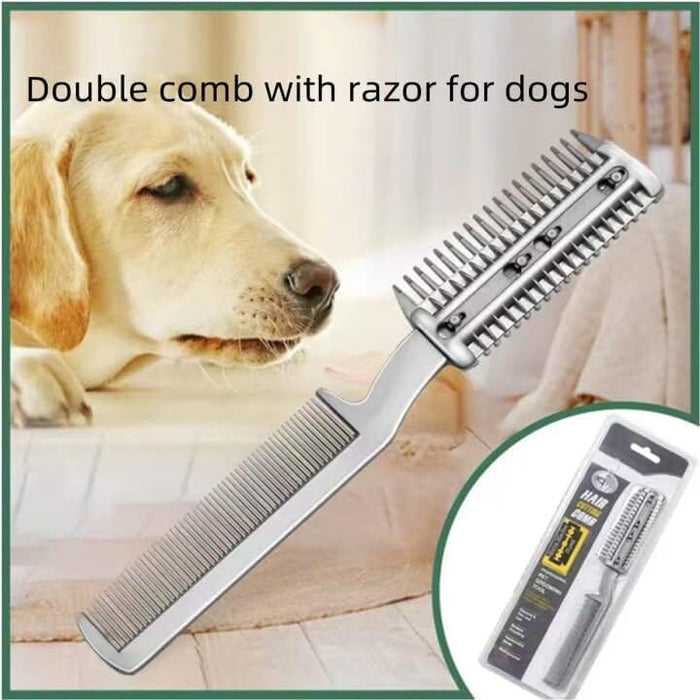 2Pcs Razor Comb for Dogs Cats with Extra Blades Double Sides Cat Care & Grooming Pet Clever