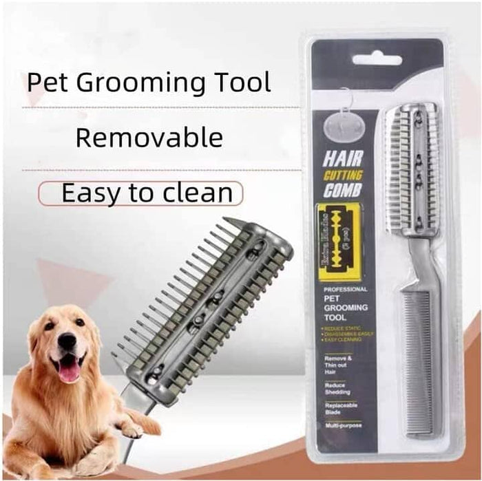 2Pcs Razor Comb for Dogs Cats with Extra Blades Double Sides Cat Care & Grooming Pet Clever