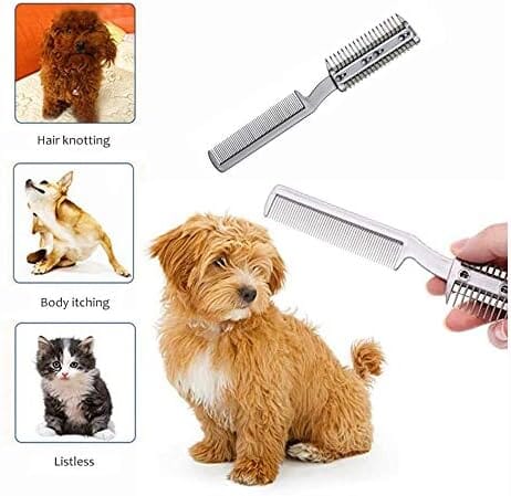 2Pcs Razor Comb for Dogs Cats with Extra Blades Double Sides Cat Care & Grooming Pet Clever