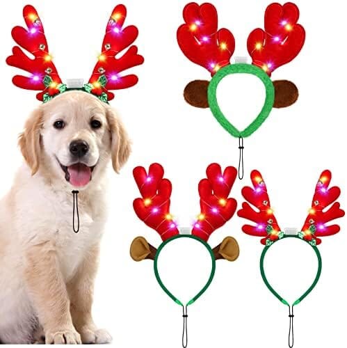 3 Pieces Light up Pet Christmas Headbands LED Cat Clothing Pet Clever