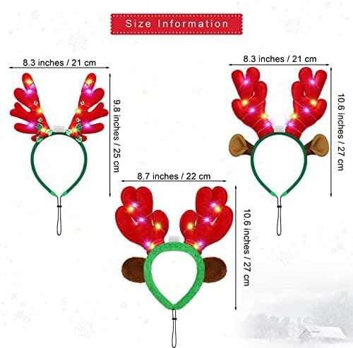 3 Pieces Light up Pet Christmas Headbands LED Cat Clothing Pet Clever
