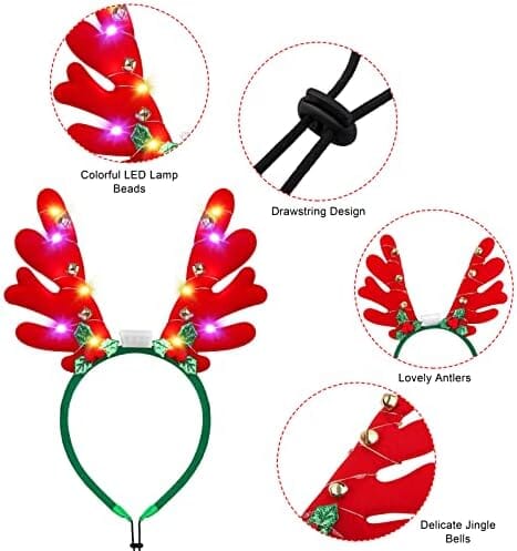 3 Pieces Light up Pet Christmas Headbands LED Cat Clothing Pet Clever