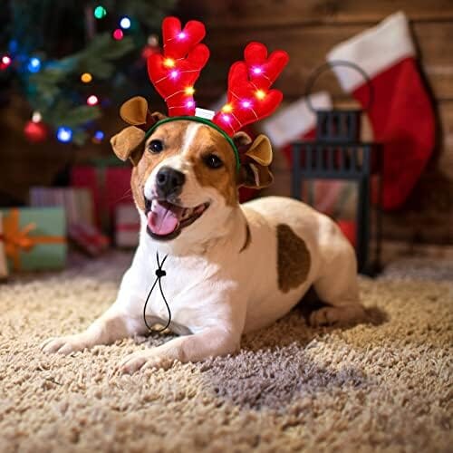 3 Pieces Light up Pet Christmas Headbands LED Cat Clothing Pet Clever
