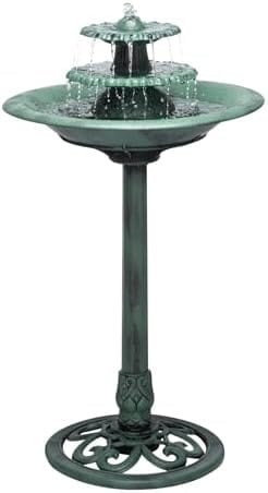 3-Tiered Pedestal Water Fountain and Birdbath Fountain Pump Pet Clever