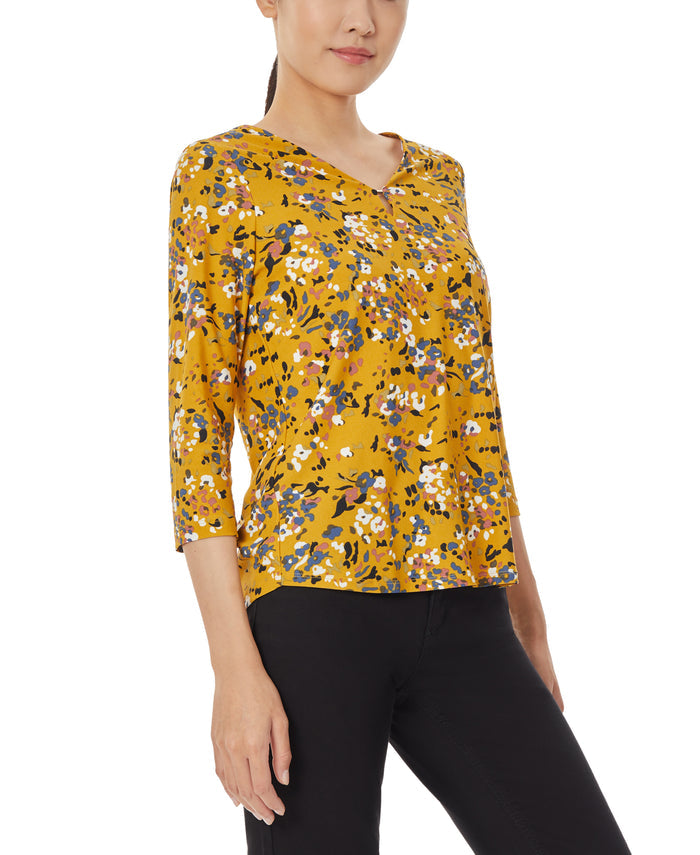 3/4 Sleeve Knit V-Neck Noodle Top