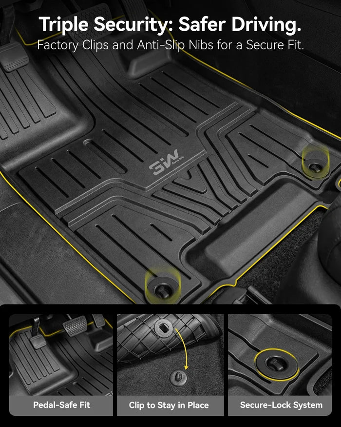 3W 2017-2026 Honda Ridgeline Floor Mats | Thorex™ Custom Fit （Gasoline Only）