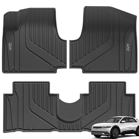 3W 2022-2024 Hyundai Ioniq 5 Custom Floor Mats TPE Material & All-Weather Protection Vehicles & Parts 3Wliners 2022-2024 Sliding Console 1st&2nd Row Mats
