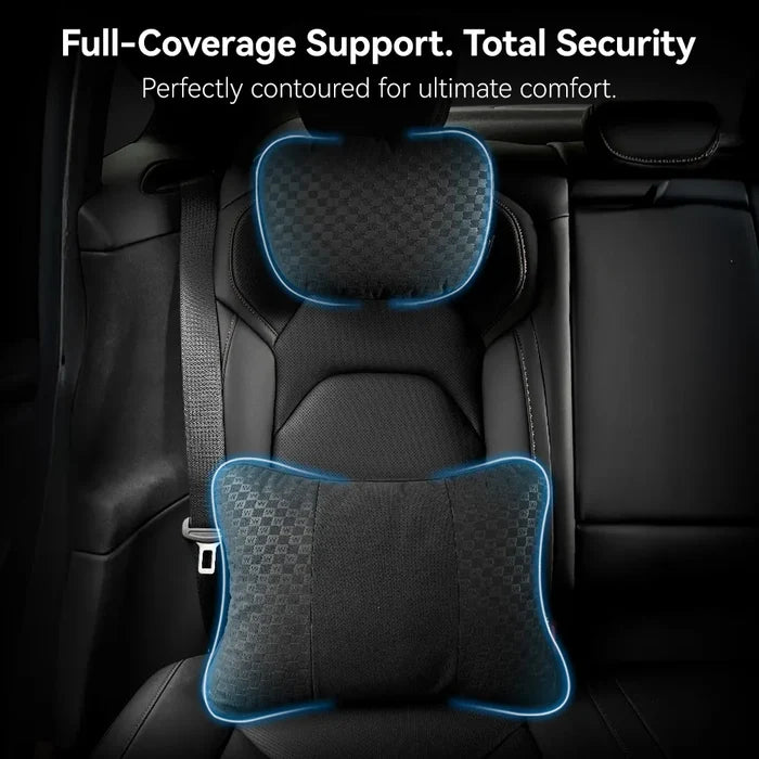 3W Car Neck Pillow & Lumbar Pillow Set with Adjustable Strap Washable Car Accessories - 3Wliners