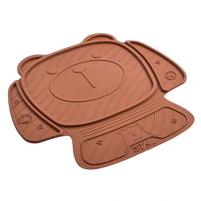 3W Car Seat Protector for Child car seat，TPE All Weather Heavy Duty Car Accessories, Applicable to All Models, Bear Baby Model, Black White Orange