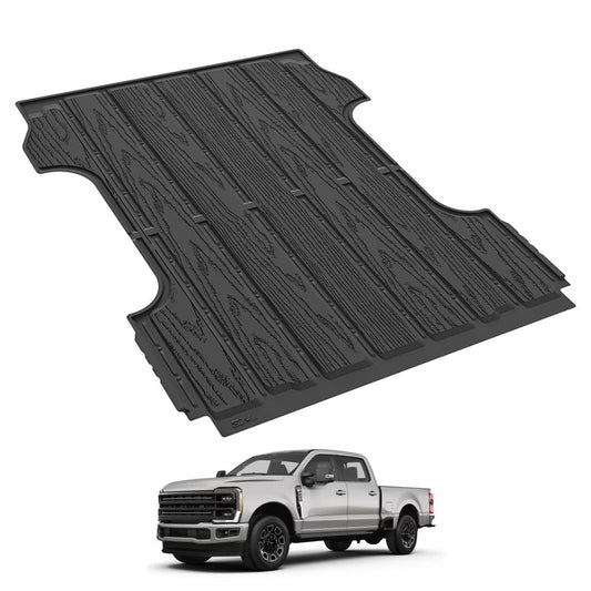3W Bed Mat 6.8FT for Ford F250/F350/F450 2017-2025 2026 Super Duty Accessories Vehicle Bed, Durable All Weather Protection TPE Bed Liner for Heavy Duty Pickup Cargo Mat, Black