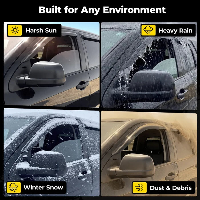 3W Custom Rain Guards for Ford F150 SuperCrew 2015-2026, F-150 Raptor F250 F350 F450 F550 Super Duty Crew Cab 2017-2025 Tape-on Side Window Wind Deflecotr 4PCS - 3Wliners