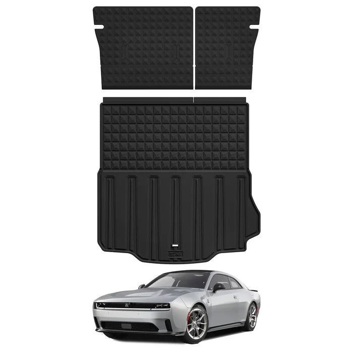 3W Trunk Mat Seat Back Protector Set Fit for Dodge Charger 2-Door Daytona EV Models Black TPE Mat All Weather Protection Car Accessories