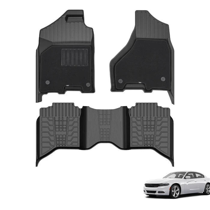 3W 2013-2018 Dodge Ram 1500/2500/3500 Crew Cab, 2019-2024 Dodge Ram 1500 Classic Crew Cab Custom Floor Mats  Thorex™ All-Weather Protection - 3Wliners