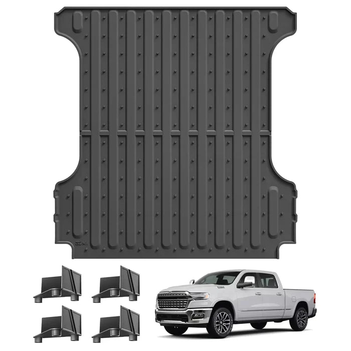 Custom Truck Bed Mat for Dodge Ram 1500/1500 RHO TPE Heavy-Duty All-Weather Liner Fits 5.7 FT / 67.4 Inches Short Bed, Blocks Mud & Spills, Not for Rambox