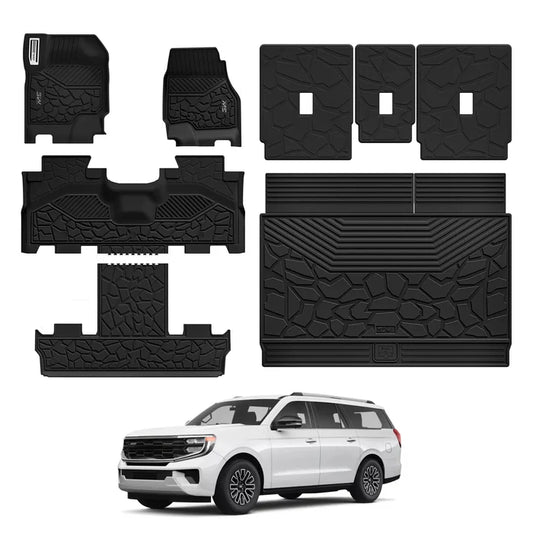3W Ford Expedition Max 7 Seats 2025 Custom Floor Mats/ Crago Liner Thorex™ All-Weather Protection - 3Wliners