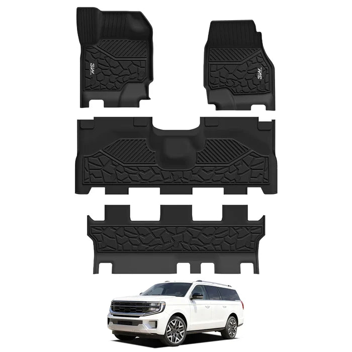 3W Ford Expedition Max 8 Seats 2025 Custom Floor Mats/ Crago Liner Thorex™ All-Weather Protection - 3Wliners