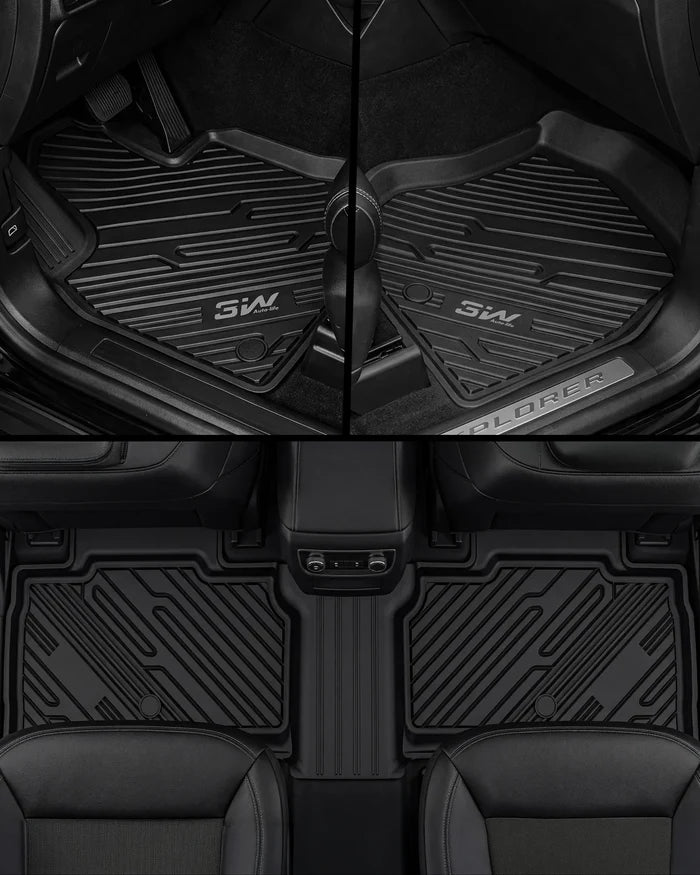 3W Ford Explorer 2020-2026 Floor Mats 6-Seat (Includes Hybrid) Thorex™ All-Weather Protection - 3Wliners