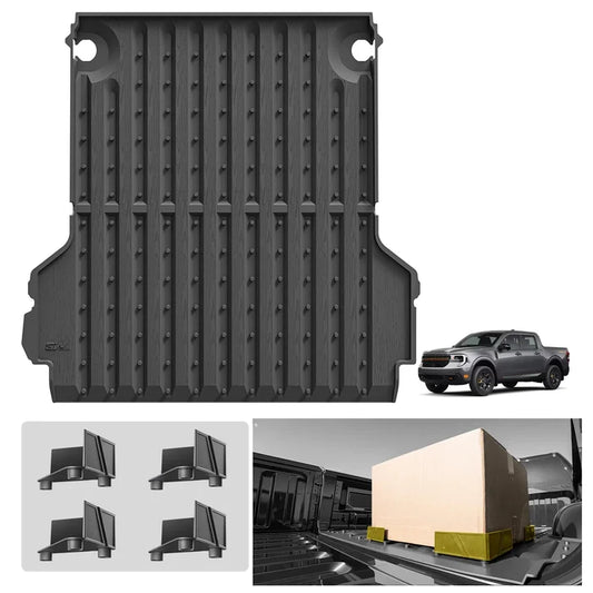 3W Truck Bed Mat Compatible with 2022-2026 Ford Maverick Gas & Hybrid Car Accessories Vehicle Perfectly Flush All Weather Protection TPE Heavy Duty Pickup Car Bed Cargo Mat