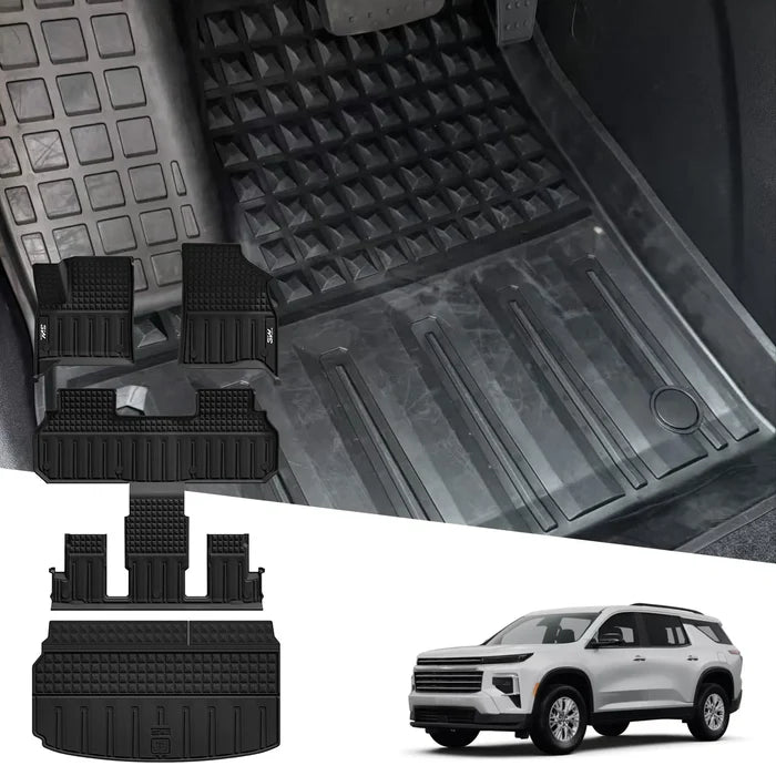 3W Floor Mats Cargo Liner Fit Chevrolet Traverse/GMC Acadia/Acadia Denali 2024-2025 2026 /Buick Enclave 2025-2026 Full Set All Weather Protection