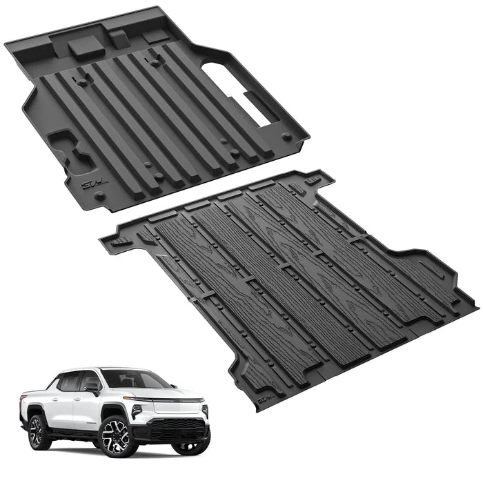 3W Floor Mats Fit for Chevrolet Silverad EV 2024-2025 (WT & RST)/GMC Sierra EV/Sierra EV Denali Accessories TPE All Weather Bed Mat Front Trunk Mat Set