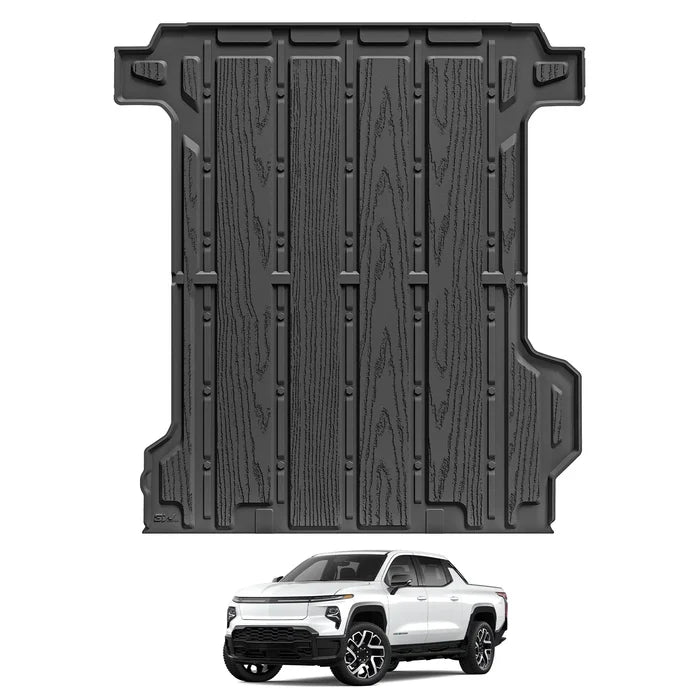 3W Floor Mats Fit for Chevrolet Silverad EV 2024-2025 (WT & RST)/GMC Sierra EV/Sierra EV Denali Accessories TPE All Weather Bed Mat