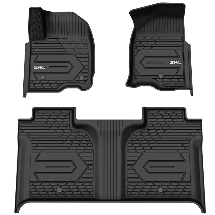 3W Sierra/Sierra Denali 1500 2019-2025 & GMC Sierra 2500HD/3500HD 2020-2025 Crew Cab Floor Mats TPE Material & All-Weather Protection Vehicles & Parts 3Wliners 2020-2025 Sierra 2020-2025 1st&2nd Row Mats