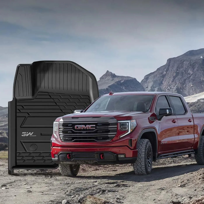 3W Sierra/Sierra Denali 1500 2019-2025 & GMC Sierra 2500HD/3500HD 2020-2025 Crew Cab Floor Mats TPE Material & All-Weather Protection Vehicles & Parts 3Wliners