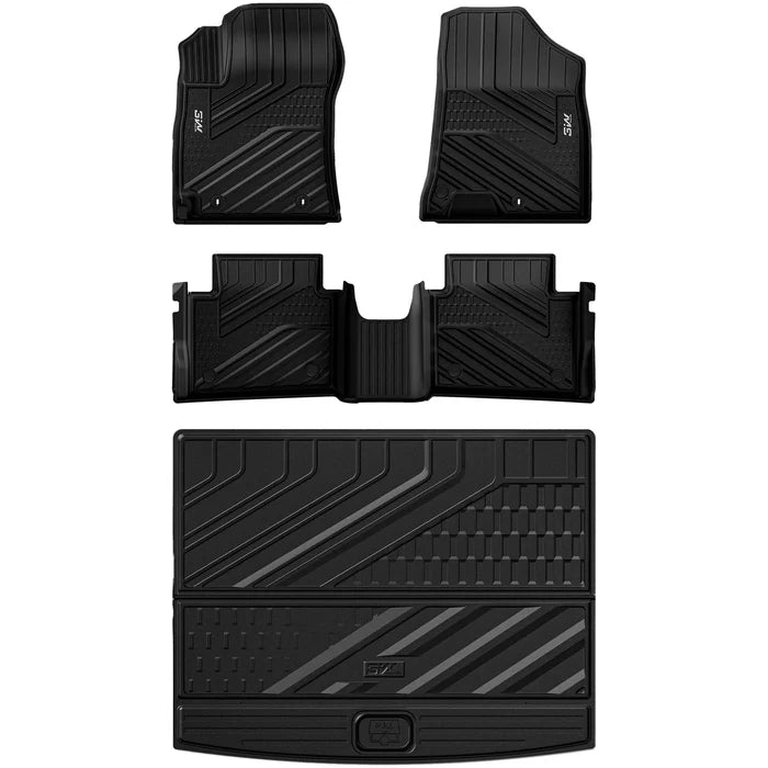 3W Floor Mats & Cargo Liner Compatible with Hyundai Kona 2026 2025 2024 (Gas Models Only), TPE All-Weather Heavy Duty Custom Fit Car Accessories Full Set, Black (Not for EV/Hybrid)