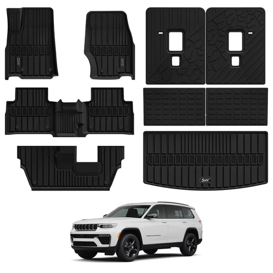 3W Jeep Grand Cherokee L 7 Seat 2021-2027 Custom Floor Mats Thorex™ All-Weather Protection