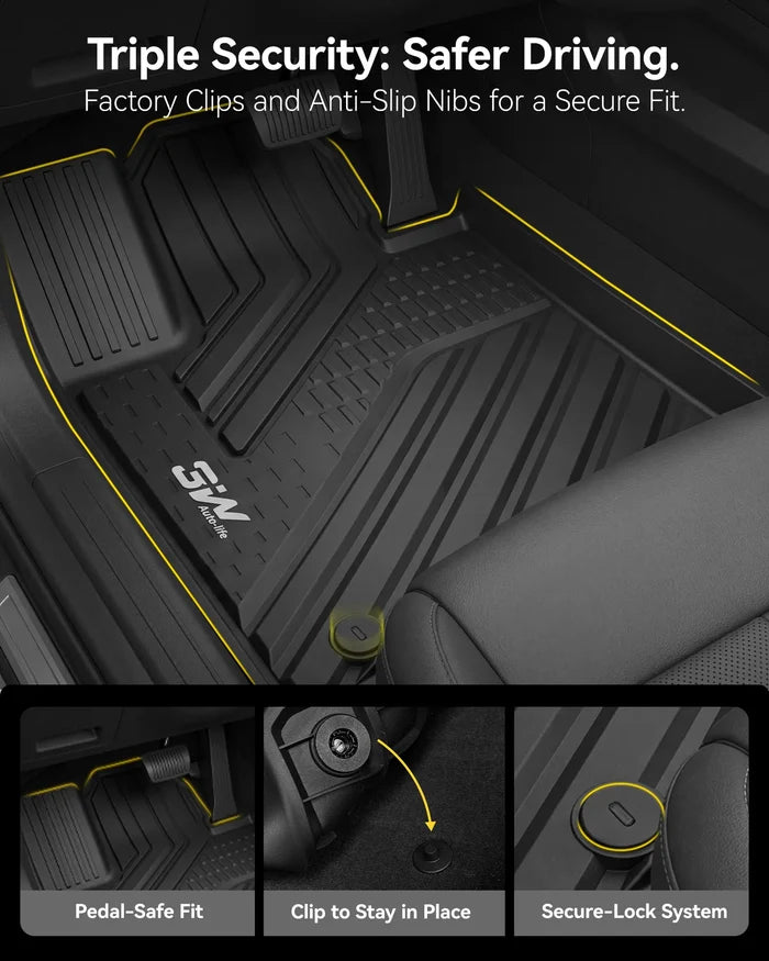 Car Mats & Cargo Liner & Seat Back Protector Set for Kia Sorento 6/7 Seat, All Weather TPE Custom Fit Floor Liners Set, TPE Easy Clean Durable Mats, Car Accessories, Black