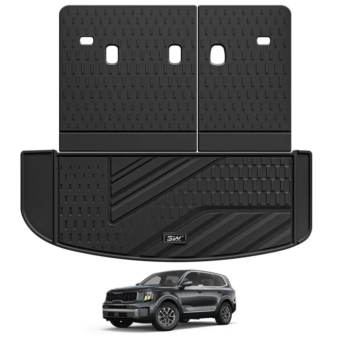 3W Kia Telluride 2020-2025 (Gas Models) Fits 7 & 8 Seat Custom Floor Mats& Cargo Liner Thorex™ All-Weather Protection - 3Wliners