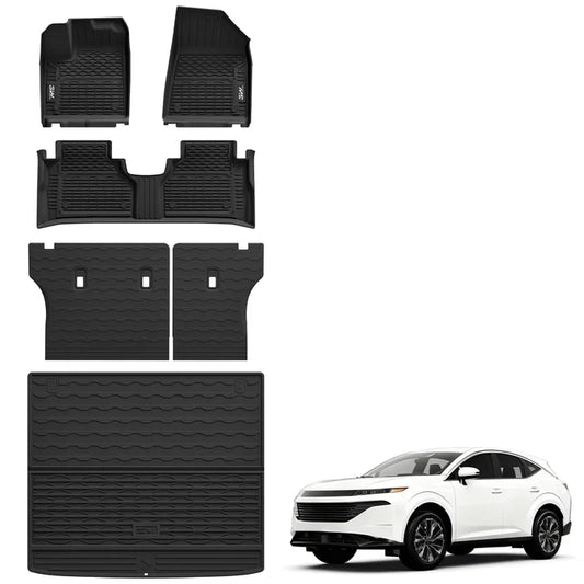 3W Floor Mats & Cargo Liner & Seat Back Protector Fit for Nissan Murano 2025, Custom Fit All Weather Protection TPE Car Mats for Nissan Murano 2025, Odorless Anti-Slip Full Set Mats Black